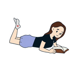 Menina lendo livro deitada